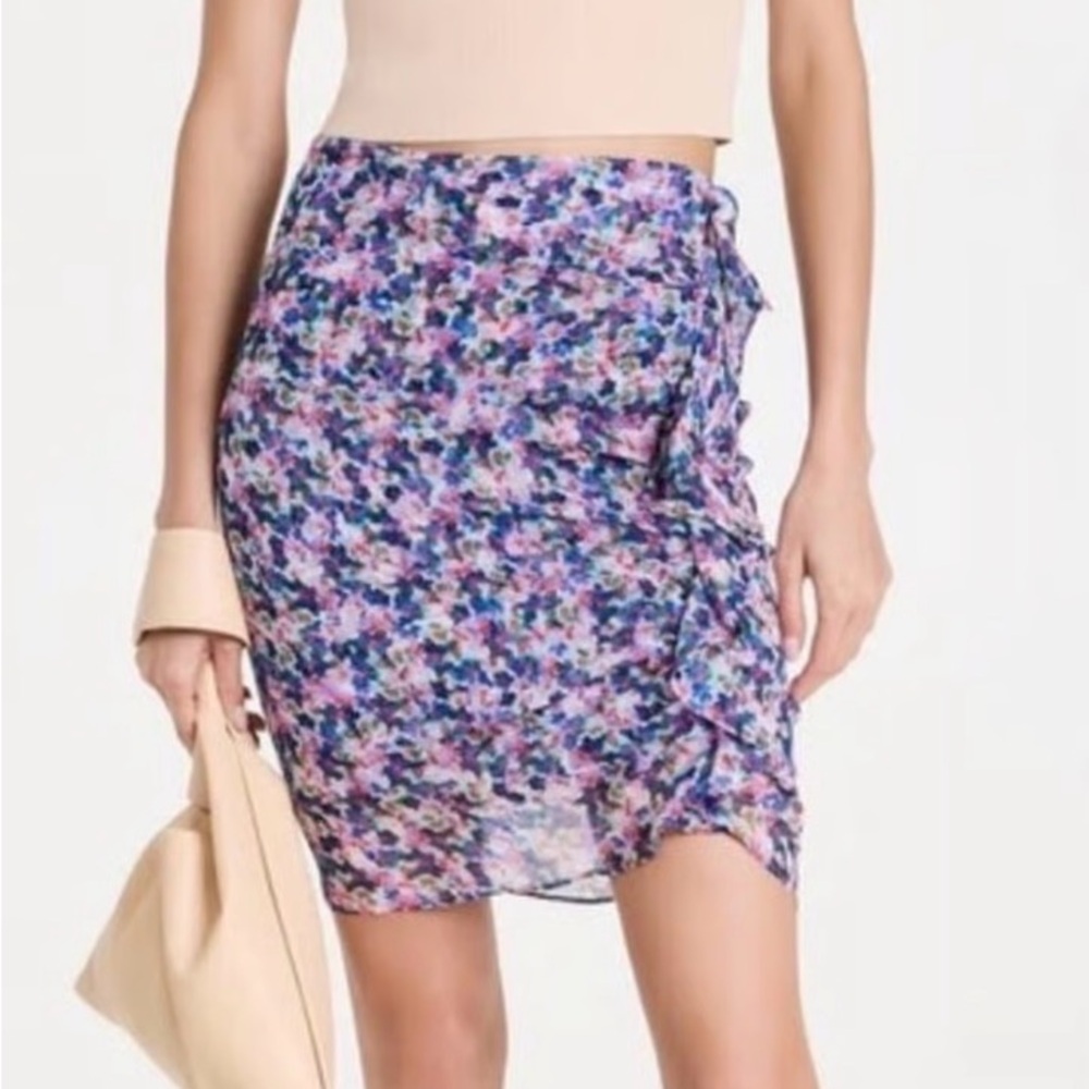 Veronica Beard Skirt Floral Spencer Side Ruffles in Multi-Color-100%Silk - Picture 4 of 11